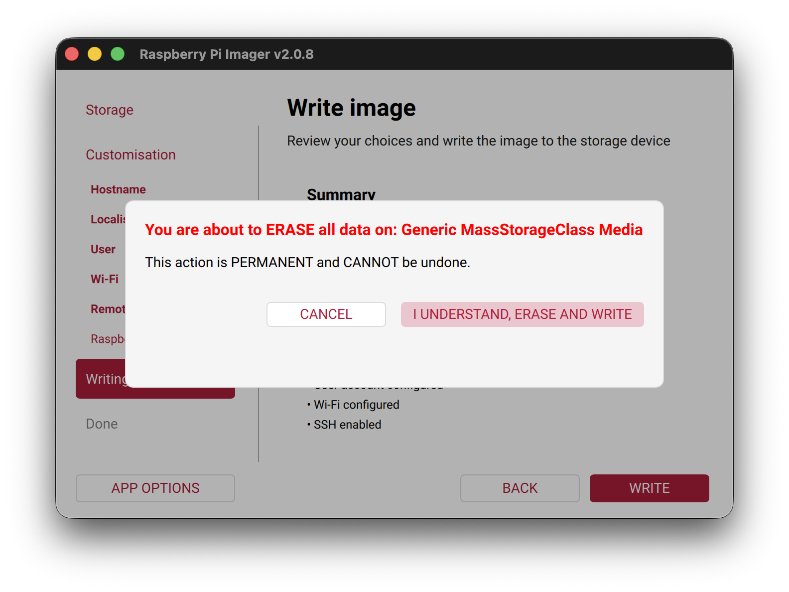 Erase confirmation