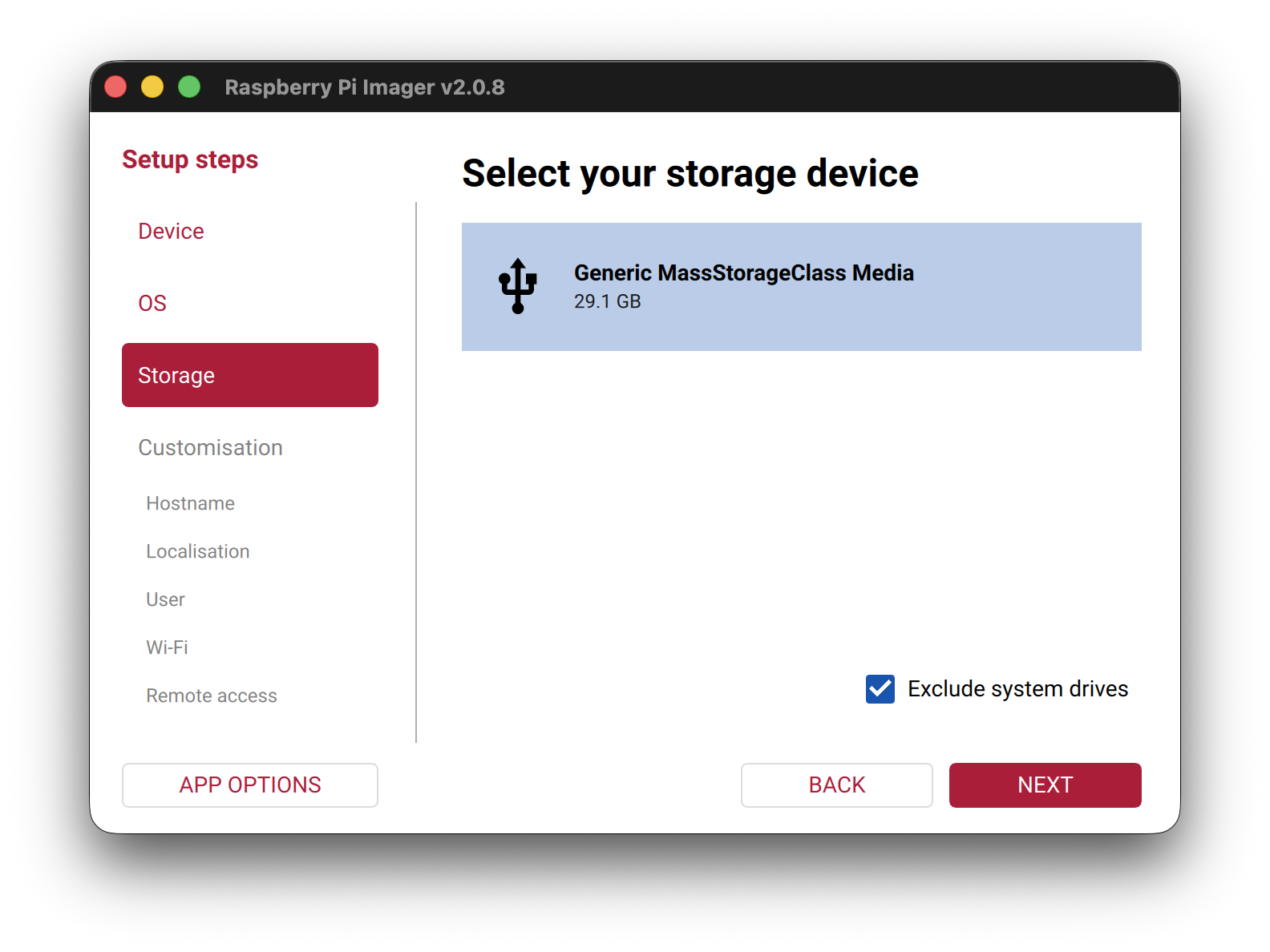 Select storage