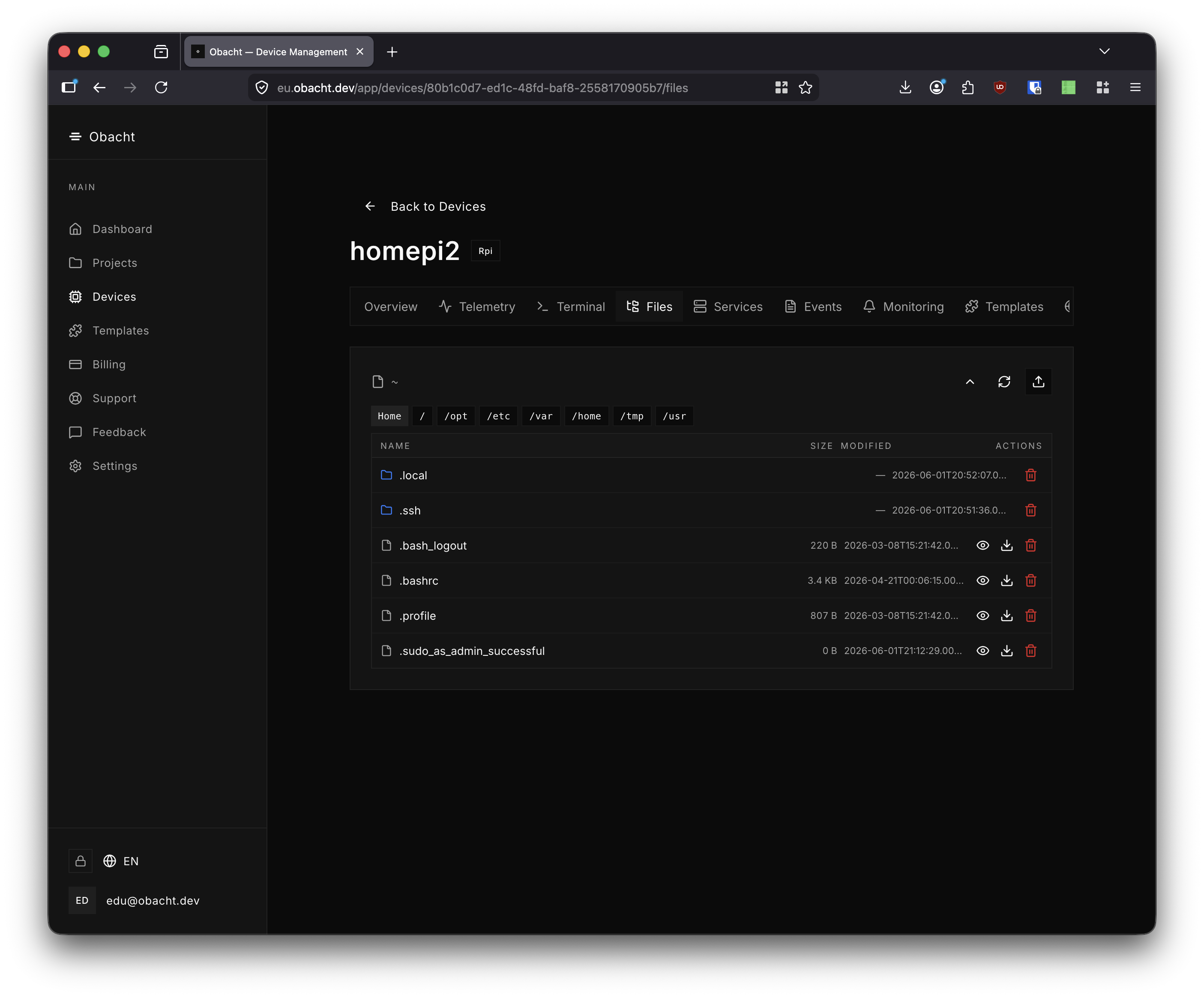 Files browser