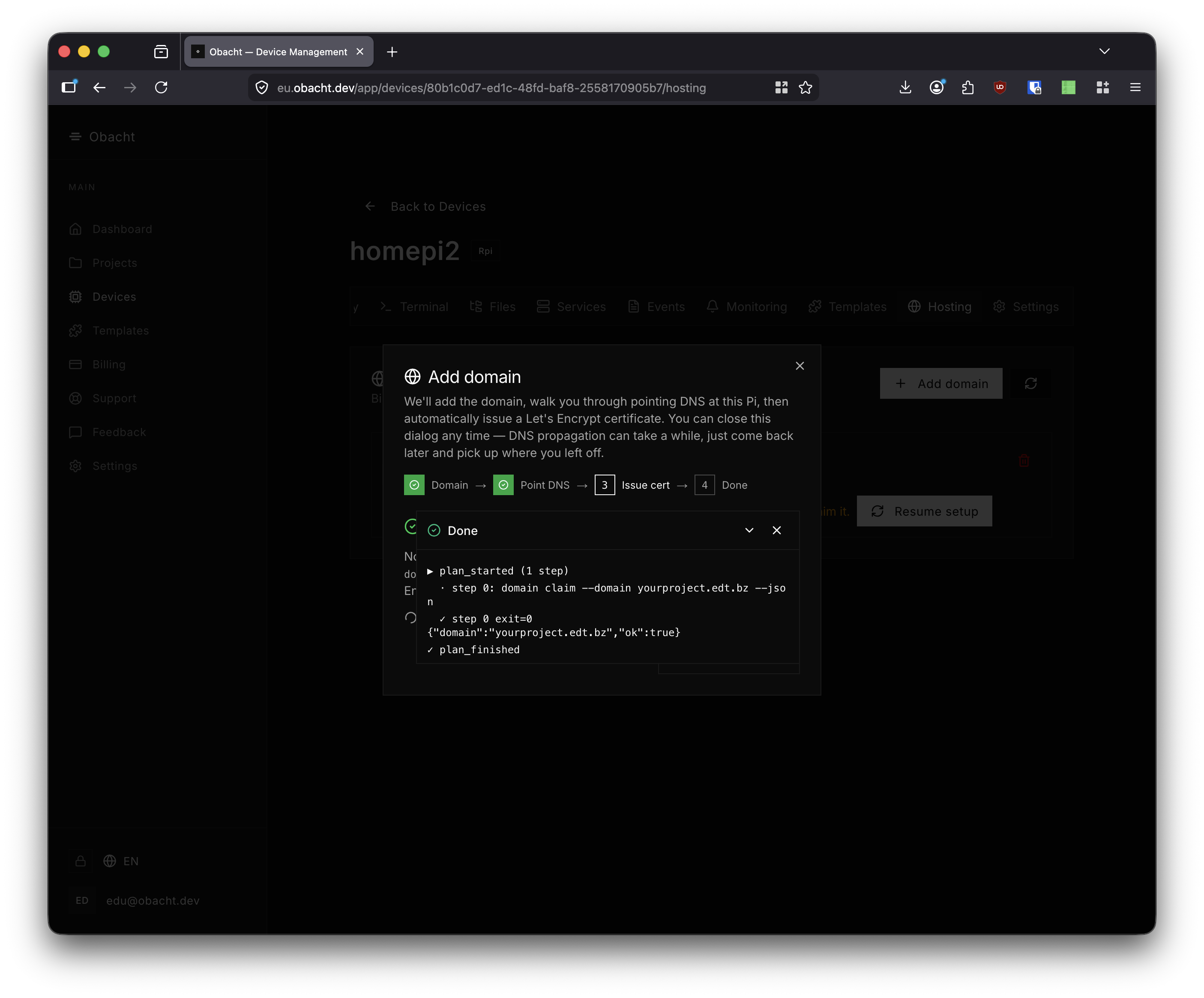 DNS claim in progress