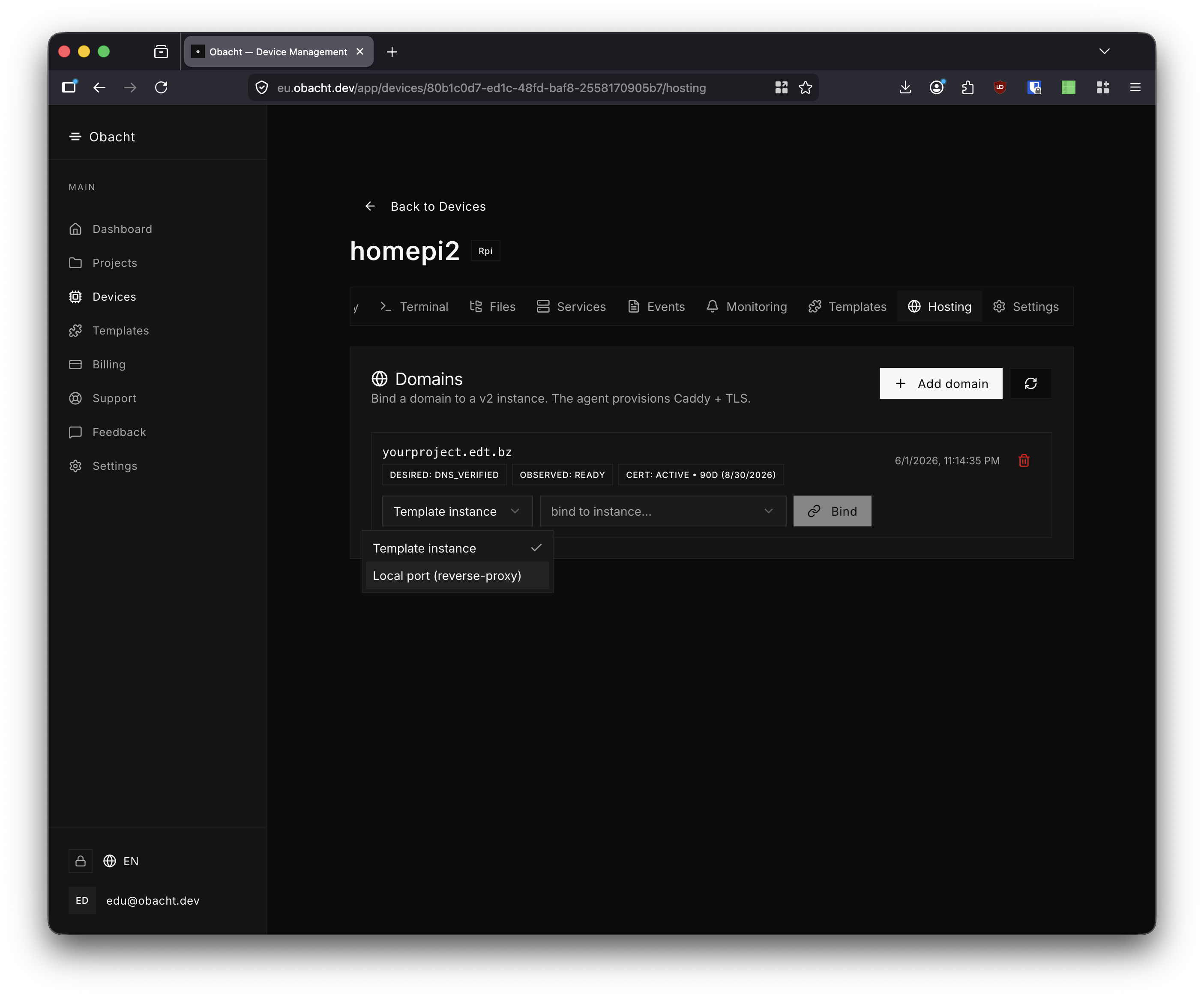 Domain ready with bind controls