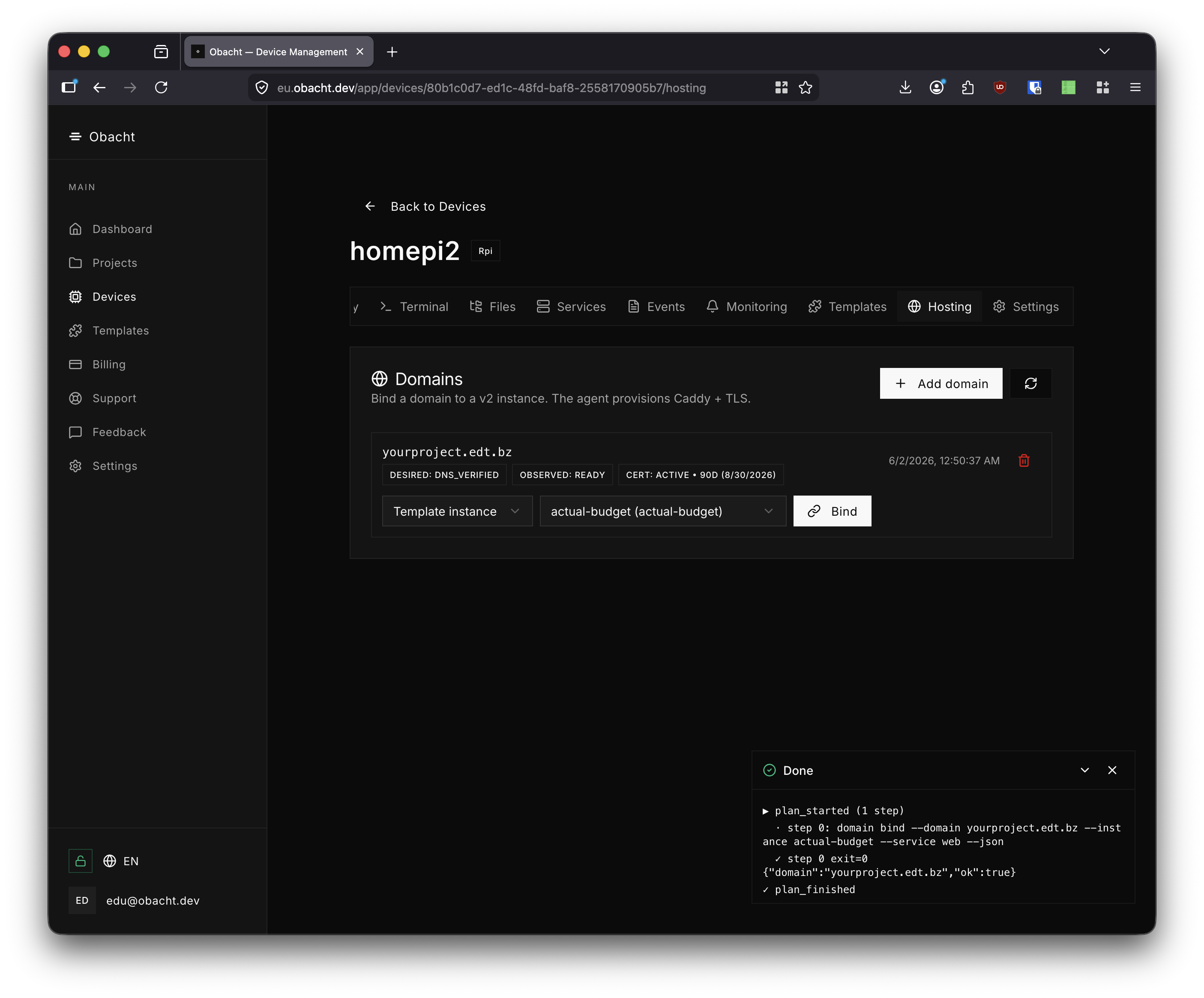 Bind plan execution