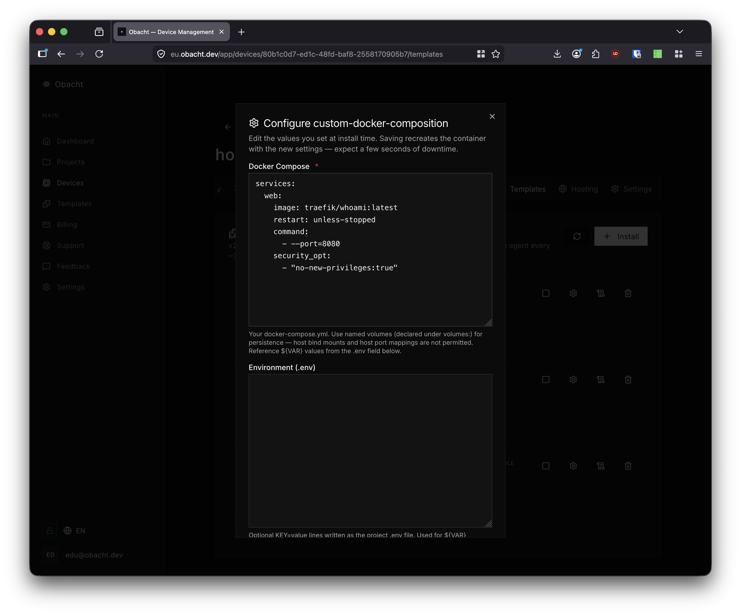 Configure — Docker Compose YAML