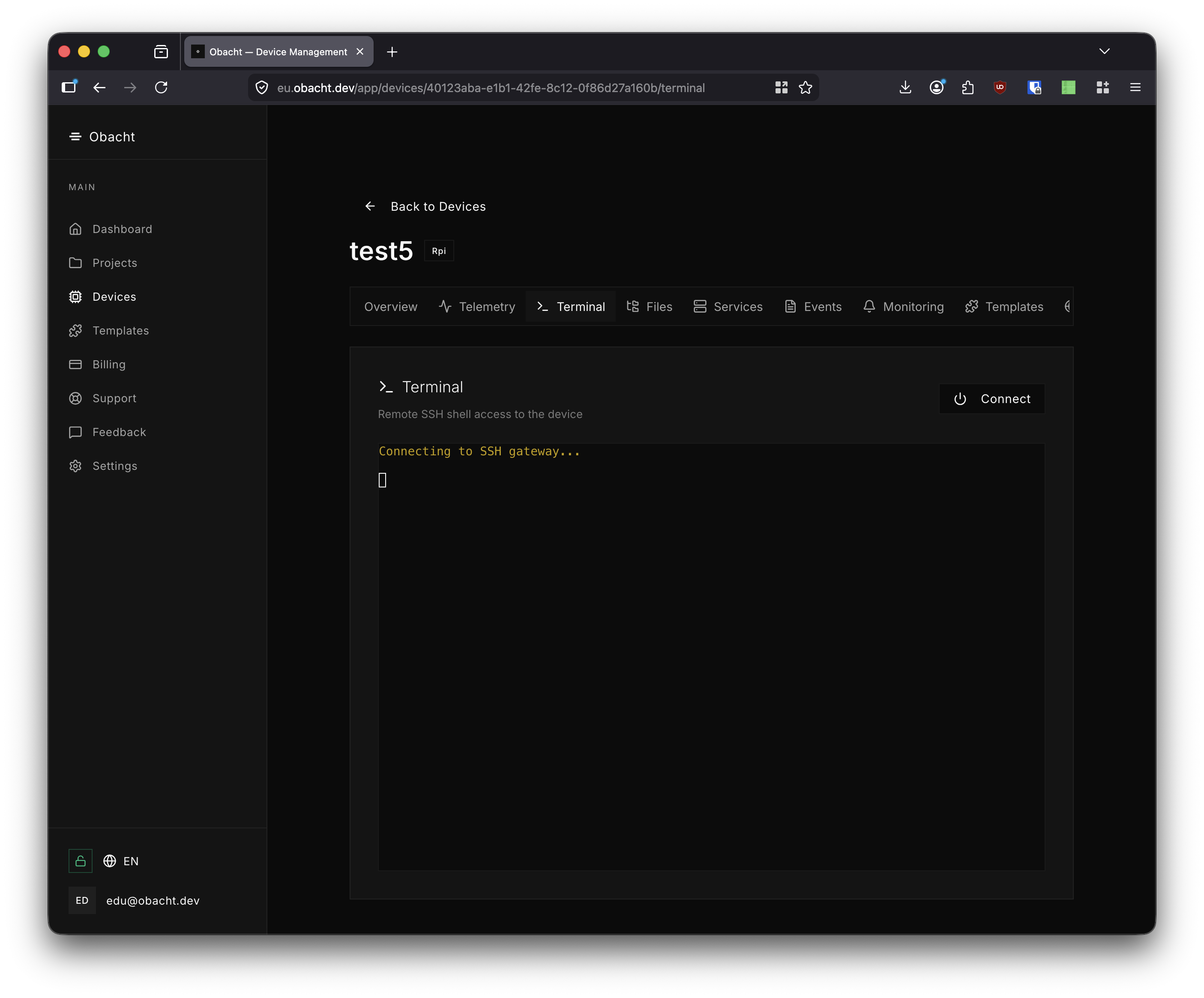 Connecting to SSH gateway